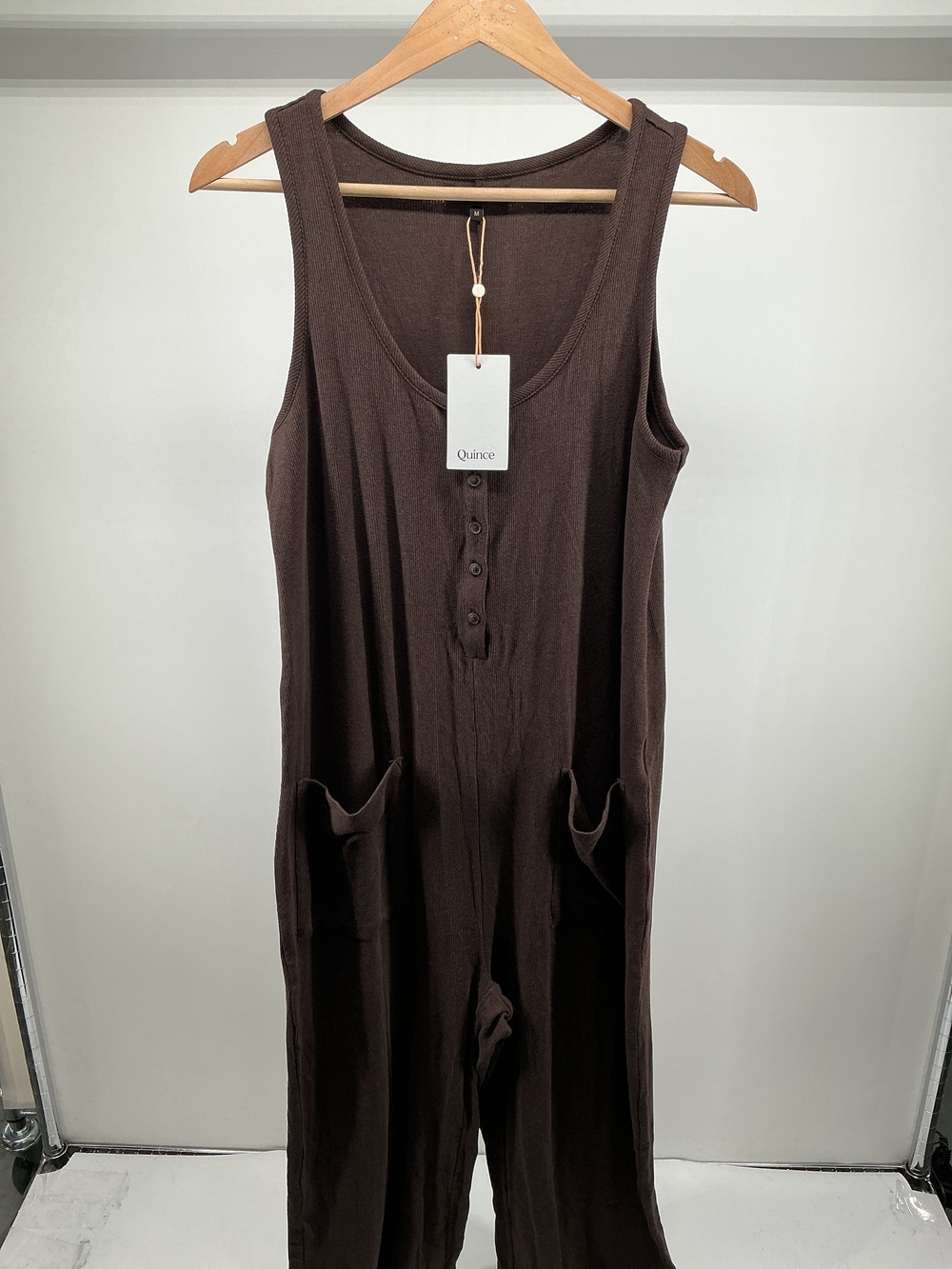 Bamboo Rib Maternity Button Front Jumpsuit
